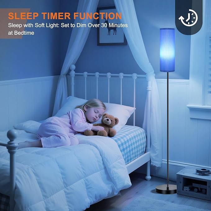 FRIDEKO HOME Floor Lamps for Living Room Bedroom, Dimmable 3 Colors Temperature & Brightness, Tall Standing Lamps, Corner Lamp with Multicolor, 800LM, 9W RGB LED Bulb, Navy Blue Shade-Ruum Studio Home