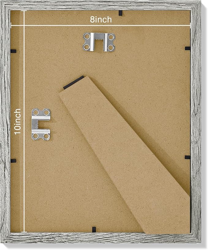 Vittanly 8x10 Picture Frames Set of 9, Shatter Resistant Plexiglass, Display 5x7 Pictures with Mat or 8x10 without Mat, Photo Frames for Wall or Tabletop, Engineered Wood, Grey-Ruum Studio Home