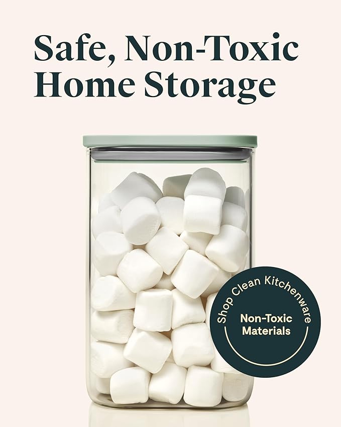 Caraway 4qt Glass Airtight Food Storage Container with Lid – Non-Toxic, BPA-Free Kitchen Storage Container – Stackable, Space-Saving Airtight Container for Dry Goods and More - Sage-Ruum Studio Home