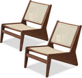 Rattan Chair 2Pcs, Mid-Century Accent Chair, Rattan Lounge Chair for Living Room, Boho Side Corner Comfy Chair for Bedroom and Balcony, Walnut-Ruum Studio Home