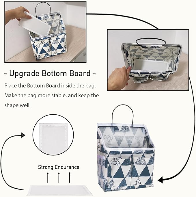 2pcs Small Wall Hanging Organizer Bag, Linen Fabric Door Hanging Storage Basket with Pockets, Waterproof Bin for Kitchen, Bedroom, Office, RV Camper (Triangle)-Ruum Studio Home
