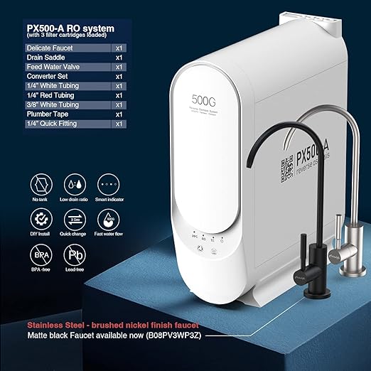 Frizzlife PX500-A Under Sink Tankless Reverse Osmosis Water Filtration System, 500 Gallons Per Day, Remineralizes Water, Easy DIY Installation, Low Maintenance-Ruum Studio Home