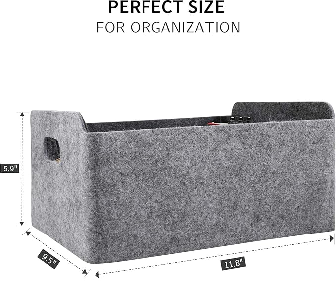 Welaxy Storage Baskets Collapsible Felt Storage bin Foldable Shelf Drawers Organizers for Kids Pet Toys magazine Books Clothes Closet Cabinet decluttering (Charcoal)-Ruum Studio Home