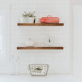 URBANDI, Rustic Floating Shelves, Set of 2, Hidden Bracket, Solid Wood, Heavy Duty, Wall Mounted Shelves, (Provincial, 60Wx6D)-Ruum Studio Home