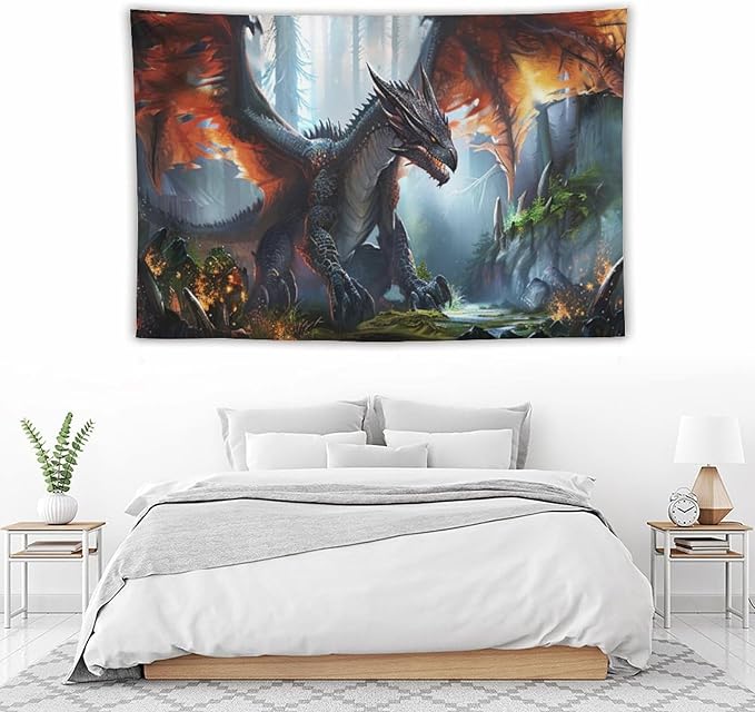 Dinosaur Tapestry Dragon Tapestries Fabric Wall Hanging Aesthetic Space Indoor Outdoor Wall Art Tablecloth Bedspread Decoration for Boy’s Bedroom Dormitory Living Room Home Decor 40"x60"-Ruum Studio Home