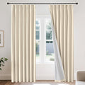 Joydeco Pinch Pleated Linen Curtains for Living Room, 100% Blackout Darkening Curtains 72 inches Length 2 Panel Thermal Insulated Pinch Pleat Drapes(Bleached Sand,40'' Wx72'' L)-Ruum Studio Home