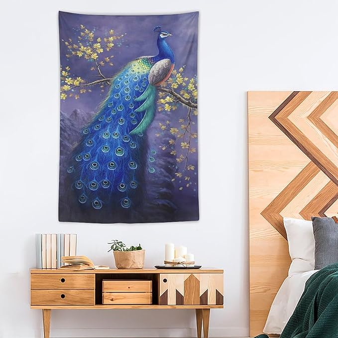 yowecso Peacock Tapestry - Purple Peacock Wall Hanging for Bedroom, Living Room & Dorm - 40"x60"-Ruum Studio Home
