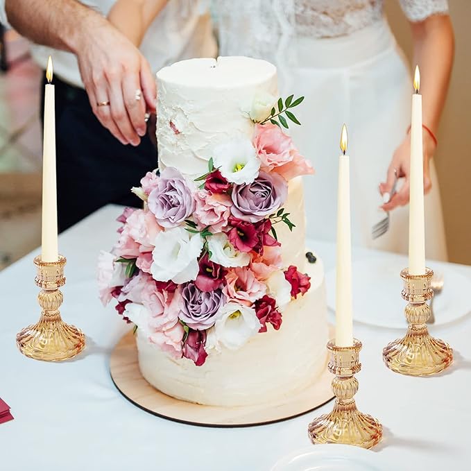 Candlestick Holders Set, 4" H Taper Candle Holders Bulk, 12Pcs Gold Glass Candle Holders for Wedding, Festival, Party & Windowsill Decor-Ruum Studio Home