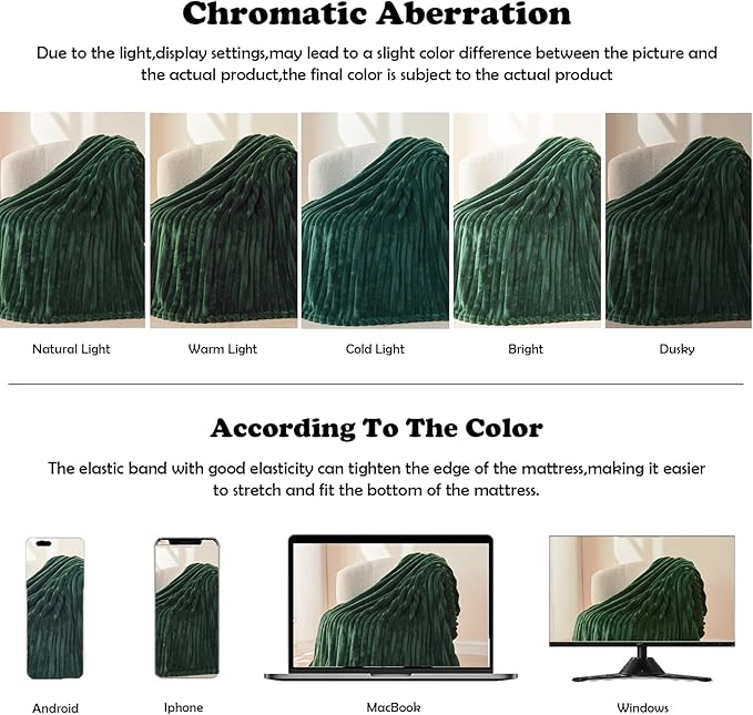 NEWCOSPLAY Super Soft Twin Blanket Dark Green Premium Silky Flannel Fleece 3D Ribbed Jacquard Lightweight Bed Blanket All Season Use (Dark Green Ribbed, Twin(60"x80"))-Ruum Studio Home