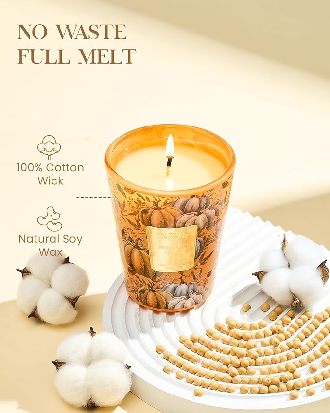 M&SENSE Pumpkin Spice Scented Candle, Soy Candles 14.1oz 60H Burn Time Slow Burning, Fall Scent Unique Halloween Gifts Home Decor-Ruum Studio Home
