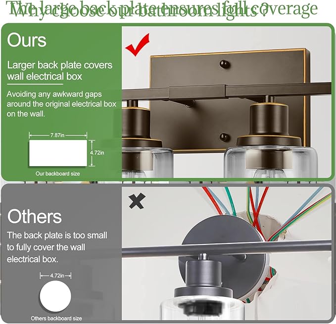 4 Light Bathroom Light Fixtures, Oil-Rubbed Bronze Modern Vanity Lights with Clear Glass Shades, Bathroom Wall Lamp for Mirror Living Room Cabinet-Ruum Studio Home