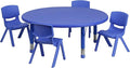 EMMA + OLIVER 45" Round Blue Plastic Adjustable Activity Table Set-4 Chairs-Ruum Studio Home