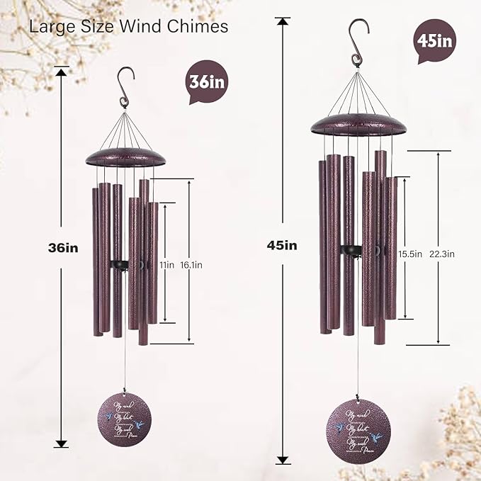 ASTARIN 36" Large Deep Tone Personalized Sympathy Wind Chimes, Memorial Wind Chime for Loss of Mother Father Loved One, Hummingbird Bereavement Gifts Decor Outdoor Patio Garden Graveyard-Ruum Studio Home