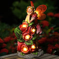 Solar Garden Outdoor Statues Cute Flower Fairy with 7 LED Solar Figurine for Lawn,Patio, Balcony, Yard Unique Housewarming Gift, for Woman, Mom, Grandma-Ruum Studio Home