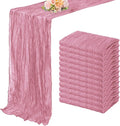 12 Pack Dusty Rose 10FT Cheesecloth Table Runner 20 x 120 Inch Long Rustic Gauze Fabric Cheese Cloth Table Runner for Wedding Bridal Baby Shower Table Decorations Boho Sheer Birthday Party Table Decor-Ruum Studio Home