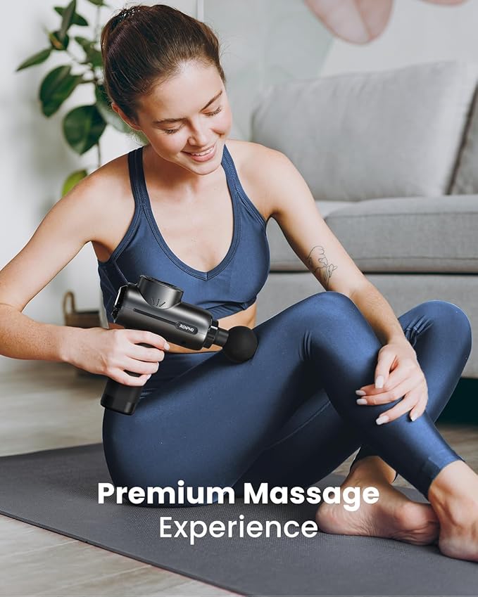 RENPHO Massage Gun with Heat, Portable Percussion Massager with Bluetooth for Back and Neck, Gifts for Men and Women, Carry Case, Active+ Thermal-Ruum Studio Home
