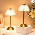 Liliful 2 Pcs LED Portable Cordless Table Lamp Touch Battery Operated Rechargeable Desk Lamp 3 Color Dimmable for Bedroom Living Room Dining (Mushroom Style,Gold)-Ruum Studio Home