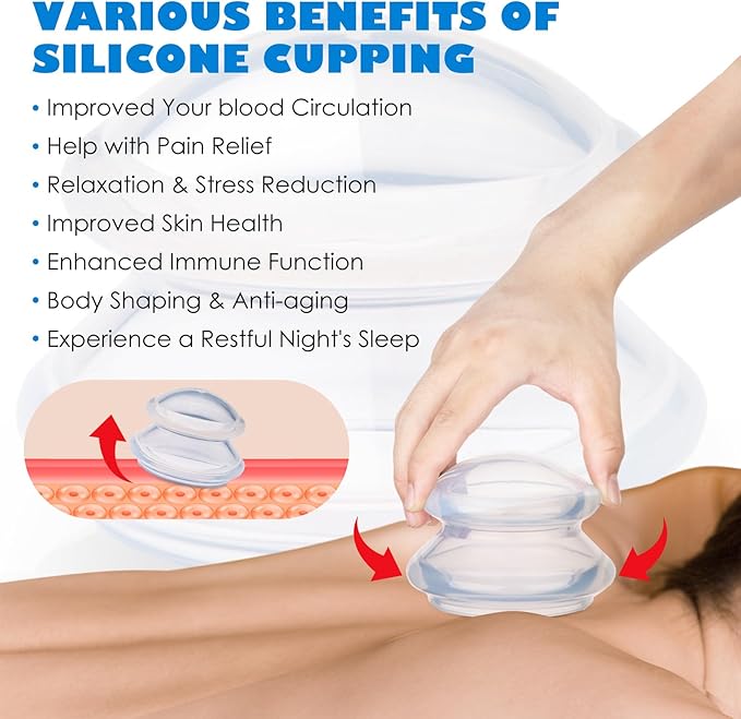 3pcs Cupping Therapy Set-Professional Silicone Cupping, Suitable for Facial Body Massage/Deep Myofascial Release/Pain Relief/Muscle Relaxation & More (Clear,3pcs)-Ruum Studio Home