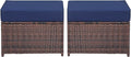 Outdoor Ottoman Rattan Footstool - Patio Ottomans with Removable Cushion, All-Weather PE Wicker & Steel Frame for Poolside, Garden Outdoor Furniture,23.6 x 21.7 x 17.8 inches, Brown-Ruum Studio Home
