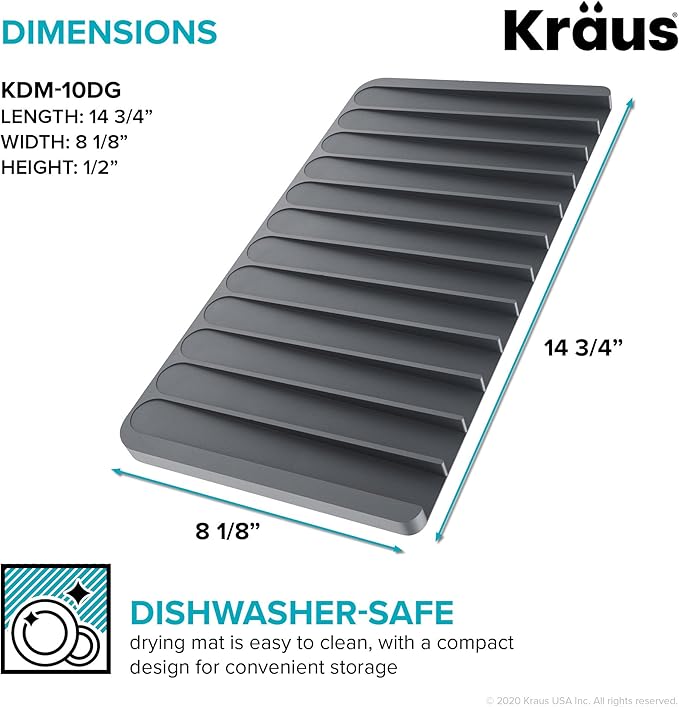 Kraus Roll Up Dish Drying Rack with Self-Draining Silicone Dish Drying Mat and Silicone Soap Dish Holder in Black, KDM-KRM-10BL-Ruum Studio Home