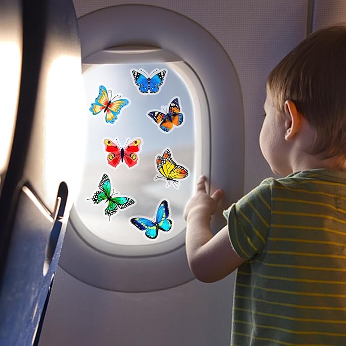 Window Clings Stickers for Kids Window Gel Clings Decals Thick Gel Clings Toddlers and Adults Classroom Home Nursery Airplane Birthday Party Supplies (Butterfly)-Ruum Studio Home