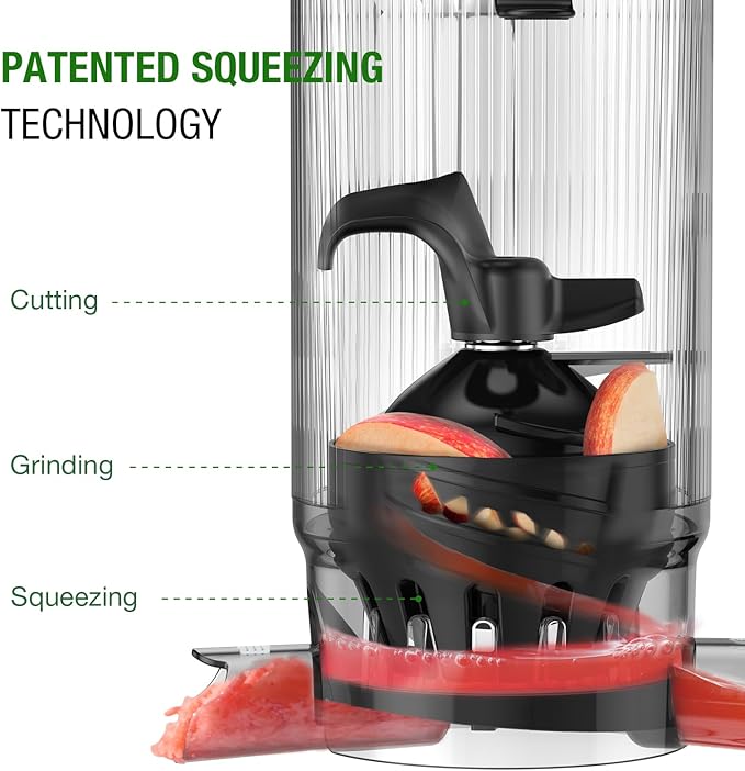 Juicer Machines, TUUMIIST Cold Press Juicer with 5.3" Extra Large Feed Chute Fit Whole Fruits & Vegetables Easy to Clean, High Juice Yield, BPA Free (Gun Grey)-Ruum Studio Home