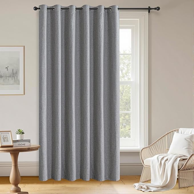Blackout Curtains Customsize 1 Panel, 100% Blackout Textured Thermal Curtains, Grommet Privacy Light Blocking Drapes for Living Room Bedroom Luxury Decor(Customsize, Light Grey)-Ruum Studio Home