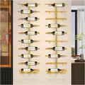 20 Bottle Wall Mount Wine Rack with Wine Glass Holder, Metal Wine Wall Rack, Wall Racks for Wine Bottles Display and Storage, Hanging Bottle Organizer for Living Dining Room Wine Cellar Bar (Gold)-Ruum Studio Home