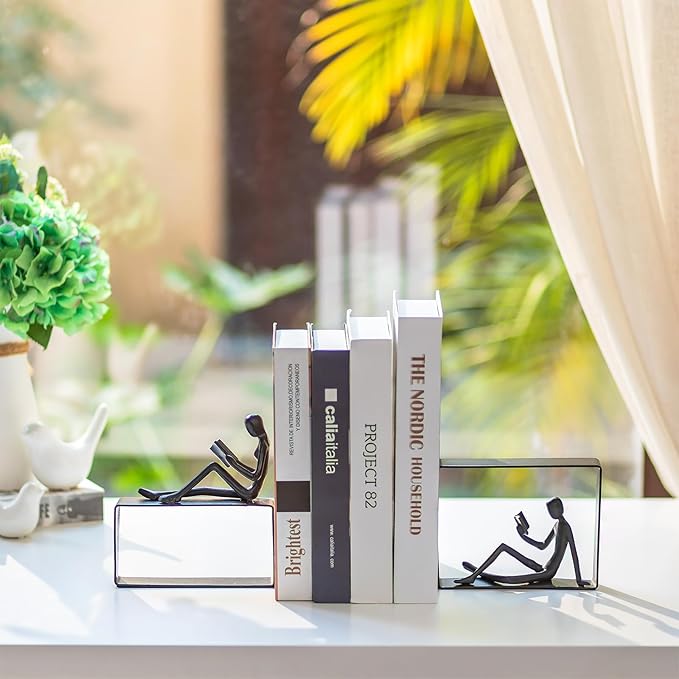 Sziqiqi Book Ends for Shelves Decorative: Heavy Duty Bookends for Books Cast Iron Cute Bookends Decorative Bookends for Shelves Office Desk Bookcase Bookshelf - Gift for Boys Girls Men Women Nerdy-Ruum Studio Home