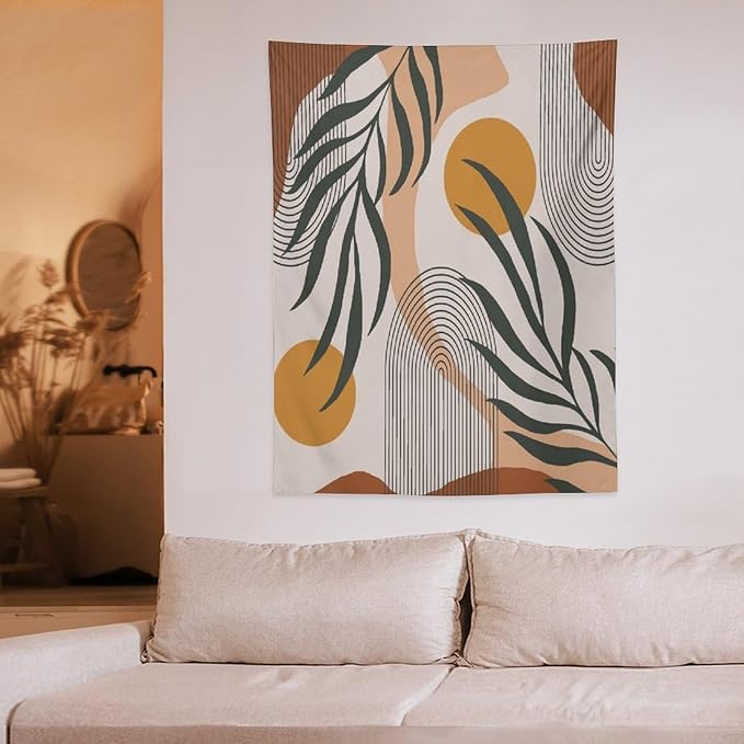 ICMOLYYENLO Boho Plant Aesthetic Tapestry, Abstract Medieval Arch Sun Home Aesthetic Wall Hanging For Bedroom Living Room Dormitory Tapestry 60x80 Inches-Ruum Studio Home