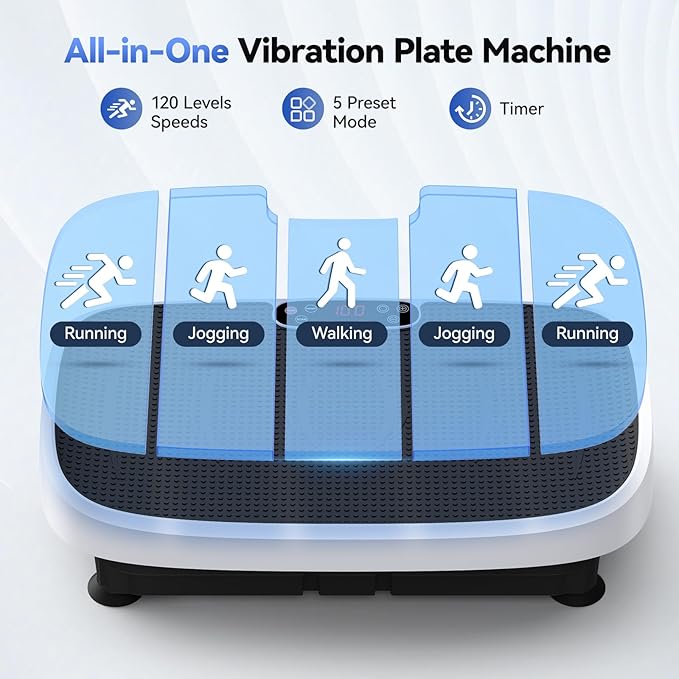 Vibration Plate Exercise Machine - 330lbs Weight Capacity, 120 Speed Levels, 5 Program Modes - Full Body Workout for Home Fitness, Toning & Wellness, LED Display, Low Noise Motor-Ruum Studio Home