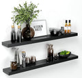 Homeforia Floating Black Shelf 60 inch, High End Solid Real Wood 60 inches Long Floating Shelves for Wall, Black Wooden 60inch Large Floating Shelves, Heavy Duty Bracket, 60 X 6.5 X 1.75 in, Set of 2-Ruum Studio Home