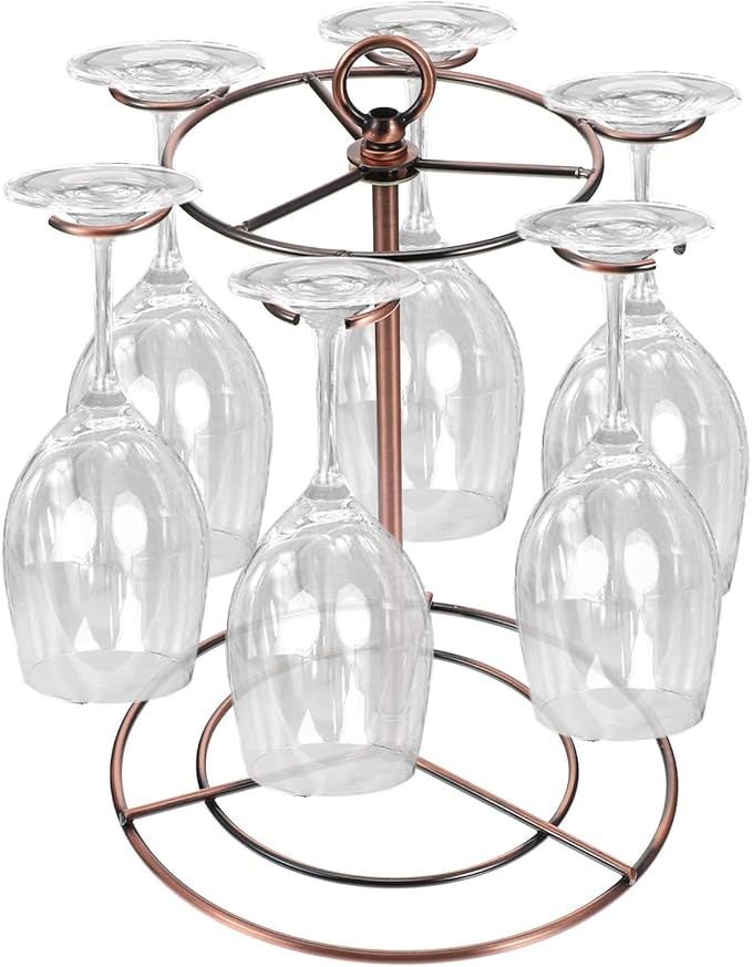 Black Metal Countertop Wine Glass Holder with Scrollwork Design, Freestanding Tabletop Stemware Storage Rack with 12 Hooks-Ruum Studio Home