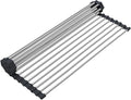 Searik Stainless Steel Over The Sink Dish Drying Rack, Roll Up Foldable Kitchen Sink Drainer Rack (17.7"x 11.8")-Ruum Studio Home