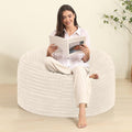 Memory Foam Bean Bag Chair for Adults/Teens, Bean Bag Sofa with Fluffy Removable Cover, for Living Room Bedroom, 3FT White-Ruum Studio Home
