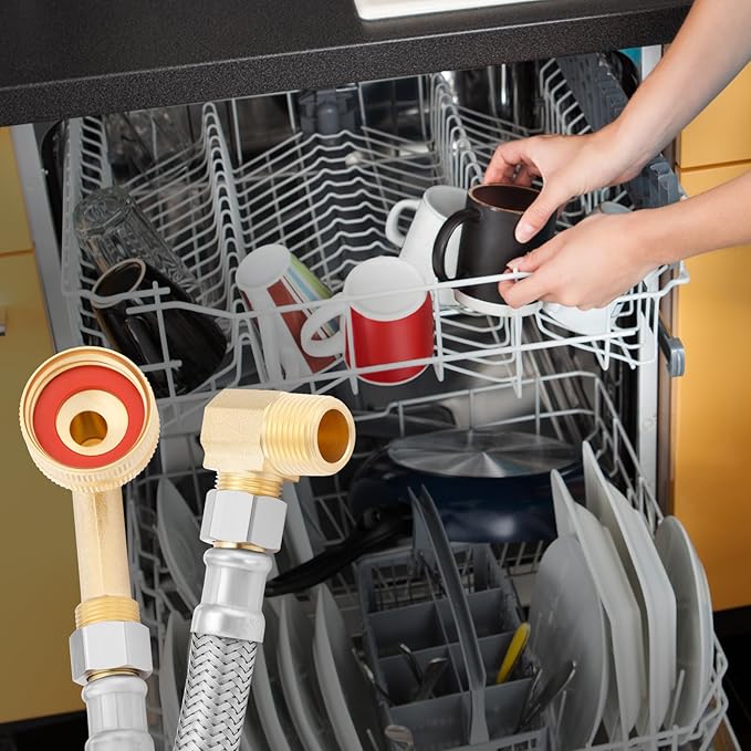 Solimeta Universal Dishwasher Installation Kit with 4 ft Stainless Steel Hose and Power Cord-Ruum Studio Home