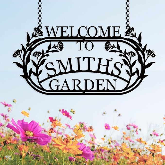 YTDESIGN Personalized Garden Sign, 42.0 x 12.0 inches, Stainless Steel, Decorative Outdoor Signage-Ruum Studio Home