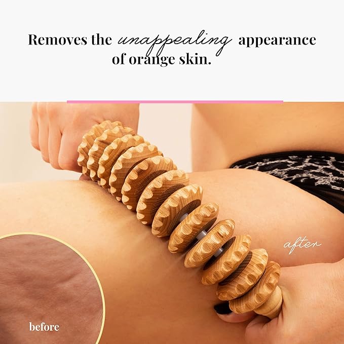 Tuuli Wooden Massage Roller for Waist and Thigh, Multi-Functional Body Roller for Cellulite Reduction and Muscle Tension, Natural Massager for Women and Men (Curved)-Ruum Studio Home