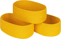 Shelf Storage Baskets for Organizing|Decorative Basket for Closet Storage|Toy Baskets&Bins|Small Woven Rope Baskets-13x8.66x5.11’’,Durable&Stylish,Oval 3 Packs Yellow-Ruum Studio Home