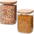 Glass Food Storage Jars 150 Set of 2,Glass Storage Containers Clear Glass Food Canister with Bamboo Lid Airtight For Serving Tea, Coffee, Flour, Sugar, Candy, Cookie, Spice and More (Square)-Ruum Studio Home