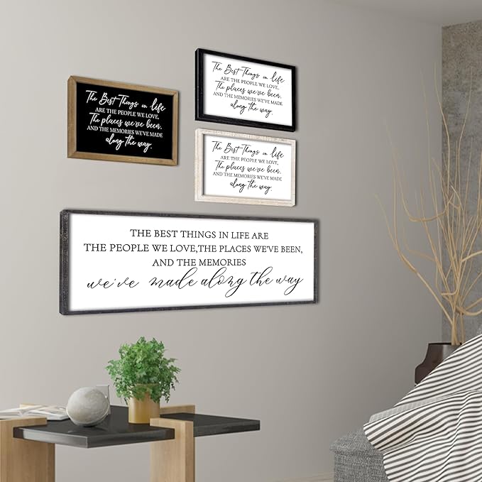 The Best Things in Life Wall Decor Sign 40 x 15 Inch Memories Inspirational Quotes Wood Framed Family Entryway Living Room Home Wall Art for Farmhouse Bedroom Room (Black)-Ruum Studio Home