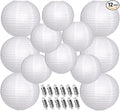 Paper Lanterns Decorative, White Hanging Round Chinese Lanterns with Lights for Wedding Anniversary Birthday Party 12 LED Light Pack of 12-Ruum Studio Home