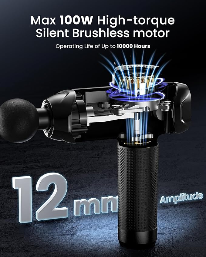 RENPHO Massage Gun Deep Tissue with Heat and Cold, Percussion Muscle Massage Gun Bluetooth with 12mm Amplitude, Handheld Massager Gun, Power+ Thermacool-Ruum Studio Home