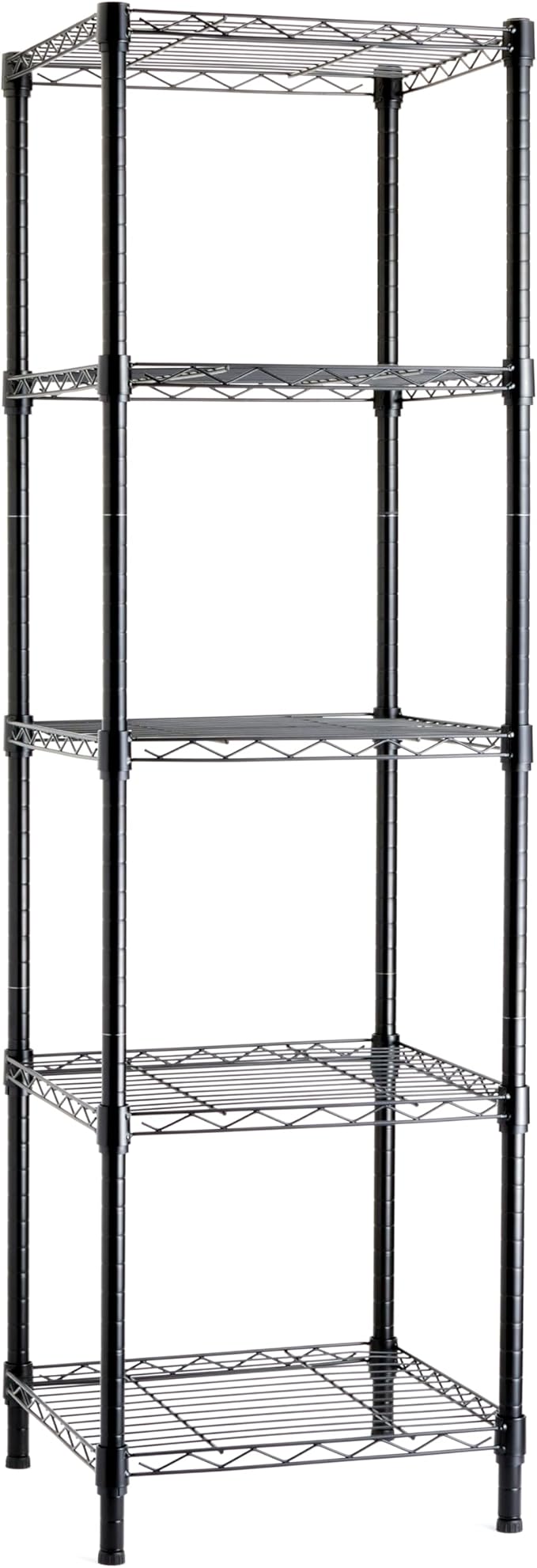 Amazon Basics 5-Shelf Tower Adjustable Storage Shelving Unit, Black, 16 D x 16 W x 54 H in-Ruum Studio Home