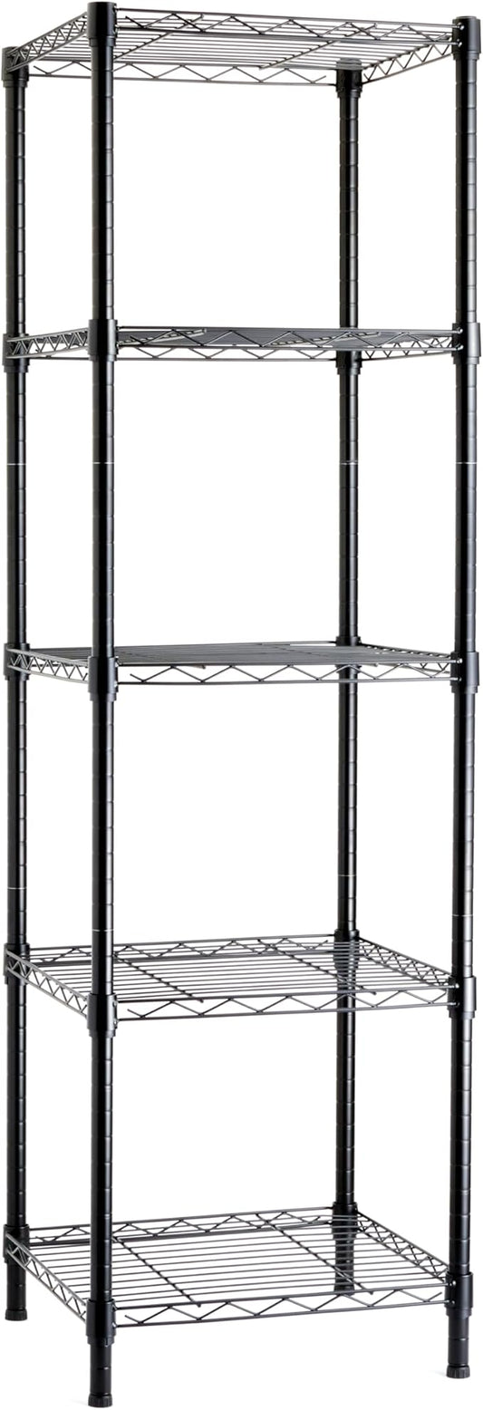 Amazon Basics 5-Shelf Tower Adjustable Storage Shelving Unit, Black, 16 D x 16 W x 54 H in-Ruum Studio Home