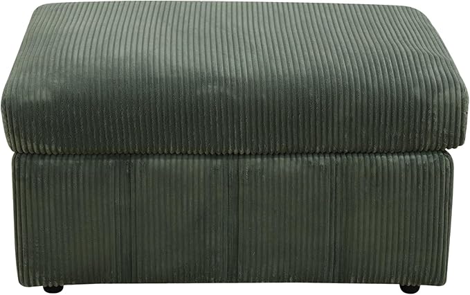 Ottoman Rectangular Storage Ottoman Bench, Flannel Footrest Stool Footstool with Lid for Living Room, Bedroom, Entryway, Green, 38"x30"x22"-Ruum Studio Home