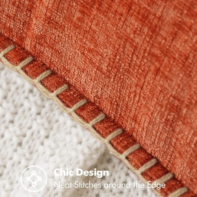 MIULEE Pack of 2 Fall Couch Throw Pillow Covers 50x50 cm Rust Farmhouse Decorative Pillow Covers with Stitched Edge Soft Chenille Solid Dyed Pillow Covers for Sofa Bed Living Room-Ruum Studio Home
