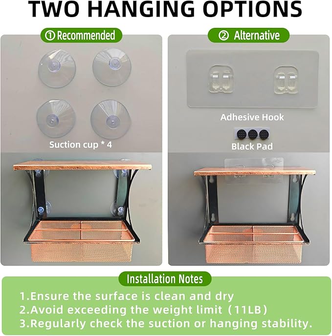 Window Bird Feeder with Strong Suction Cups, Metal Bird Feeders for Outdoors Birdwatching Gifts for Cats & Nature Lovers-Ruum Studio Home