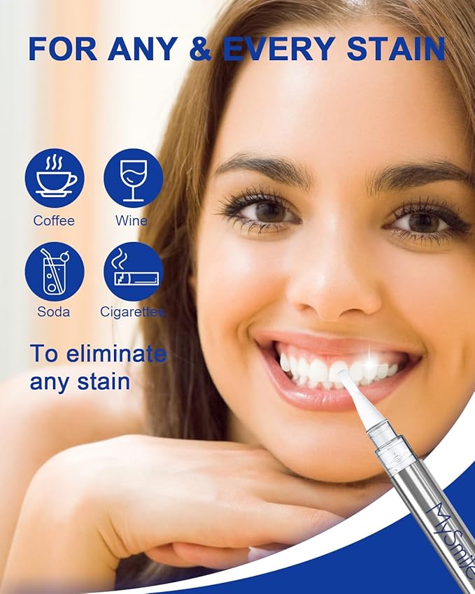 MySmile Non-Sensitive Teeth Whitening Pen Mint Gel Enamel Safety 8ML 30+ Treatments Fast Remove 20 Years of Stains Care Oral Bright Smile Alternative Teeth Whitening Strips ﻿-Ruum Studio Home