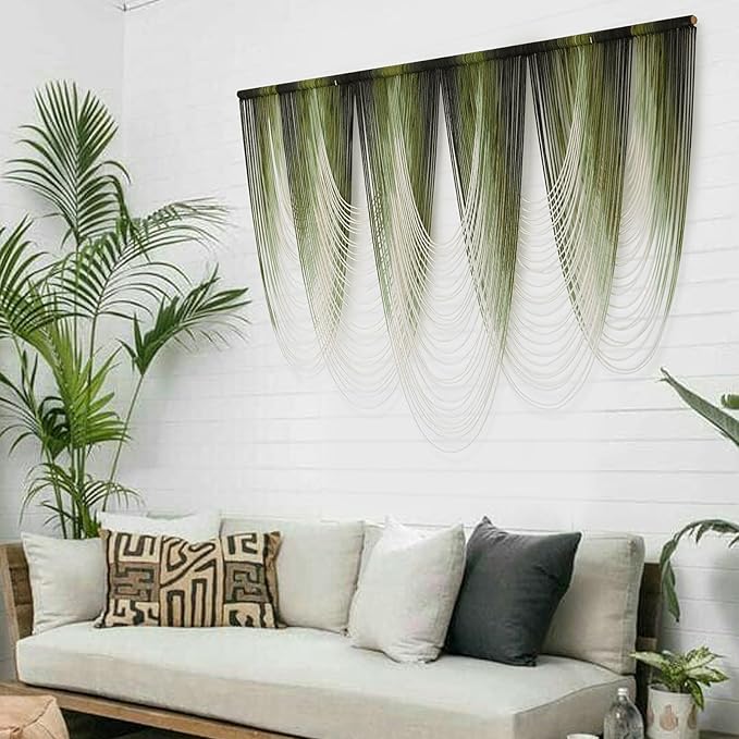 Macrame Wall Hanging Dip-Dyed Large Macrame Wall Decor Yarn Tapestry 57" W x 41" L For Headboard Bedroom Living Room Boho Fiber Home Art-Ruum Studio Home